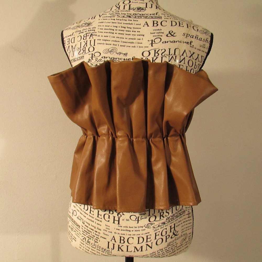 DO+BE Brown Faux Leather Ruffle Top - Picture 5 of 6